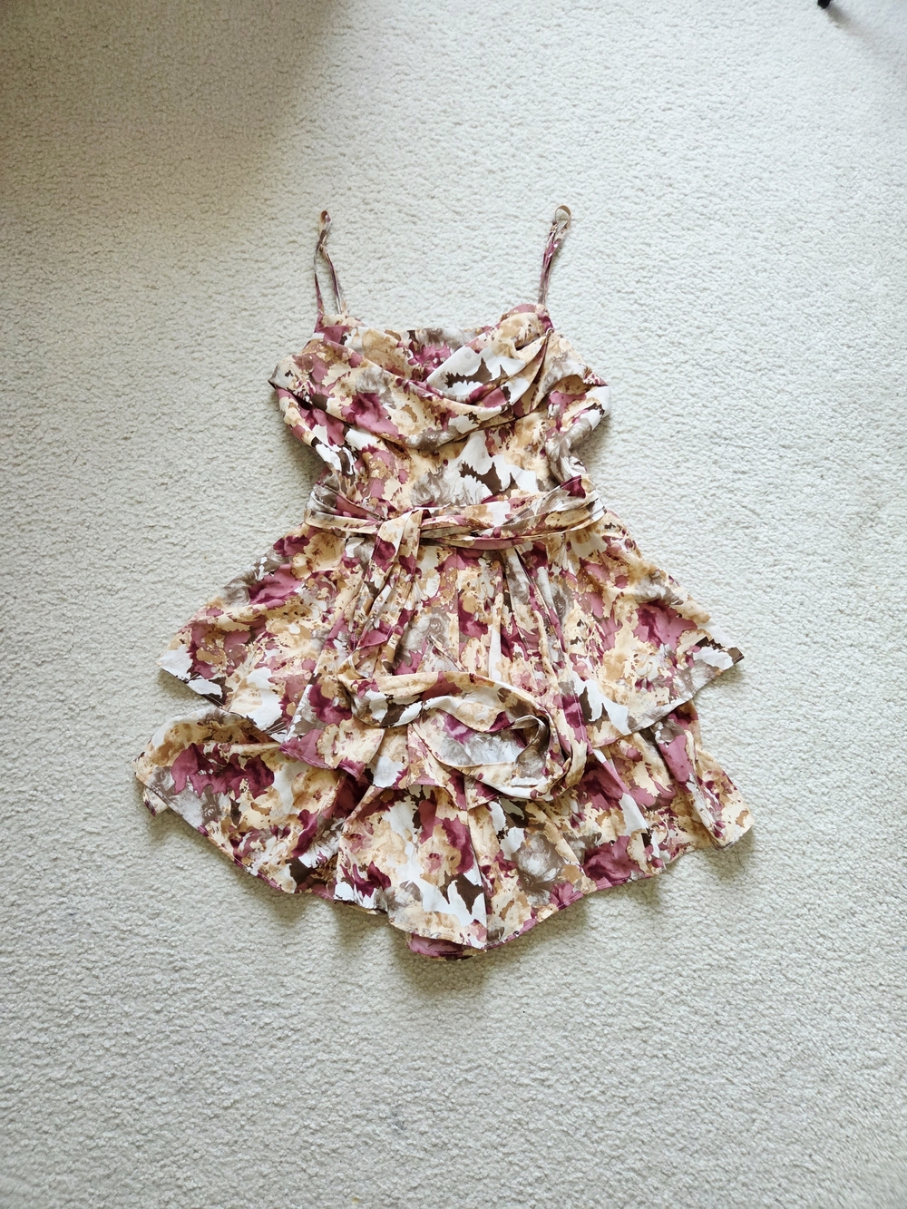 Petal And Pup Floral Pink and Cream Ruffle Tiered Girls' Dress